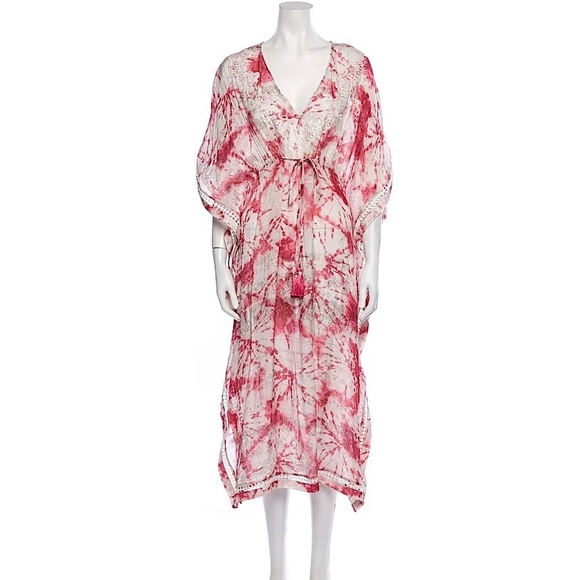 NWT ROCOCO SAND Ava Kaftan Lace Rosewood Tie-Dye maxi boho Dress women’s size XL - Picture 1 of 11